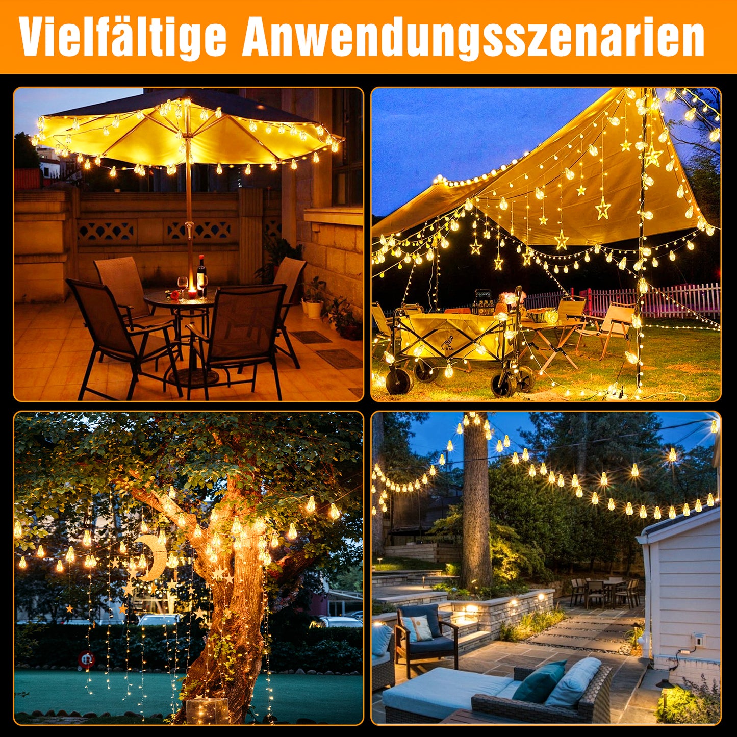 Ciskotu Solar Lichterkette Aussen, 8.0M 16 Glühbirnen 8 Modi (160+60) LED Hanfseil Lichterkette Außen Wetterfest Gartenleuchte, Vintage Outdoor Hanfseil Lichterkette für Garten, Balkon,Terrasse