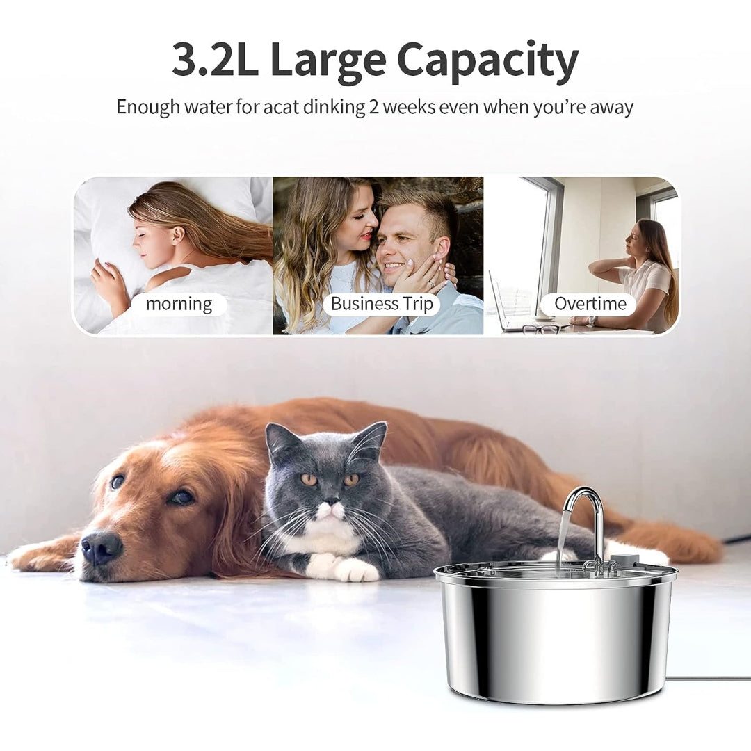 3.2L cat fountain,automatic drinking fountain for cats and dogs,ultra quiet water fountain for cats,dog water dispenser stainless steel for cats,dogs