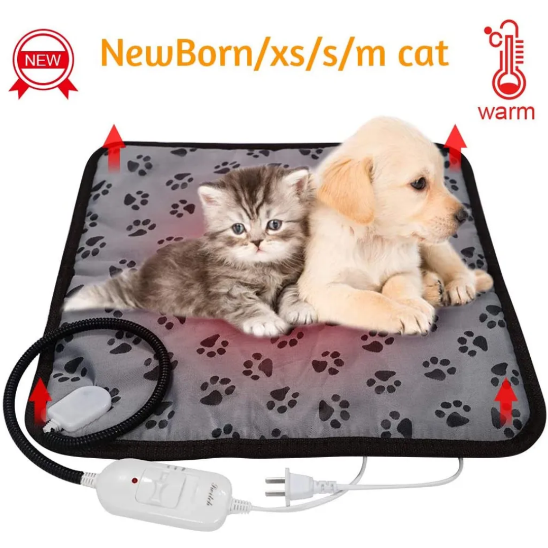 Pet Heated Blanket for Cats and Dogs, Pet Heated Blanket with Adjustable Temperature Controls, Waterproof Heating Mat with Anti-Break Bite Tube and Replaceable Felt Cover