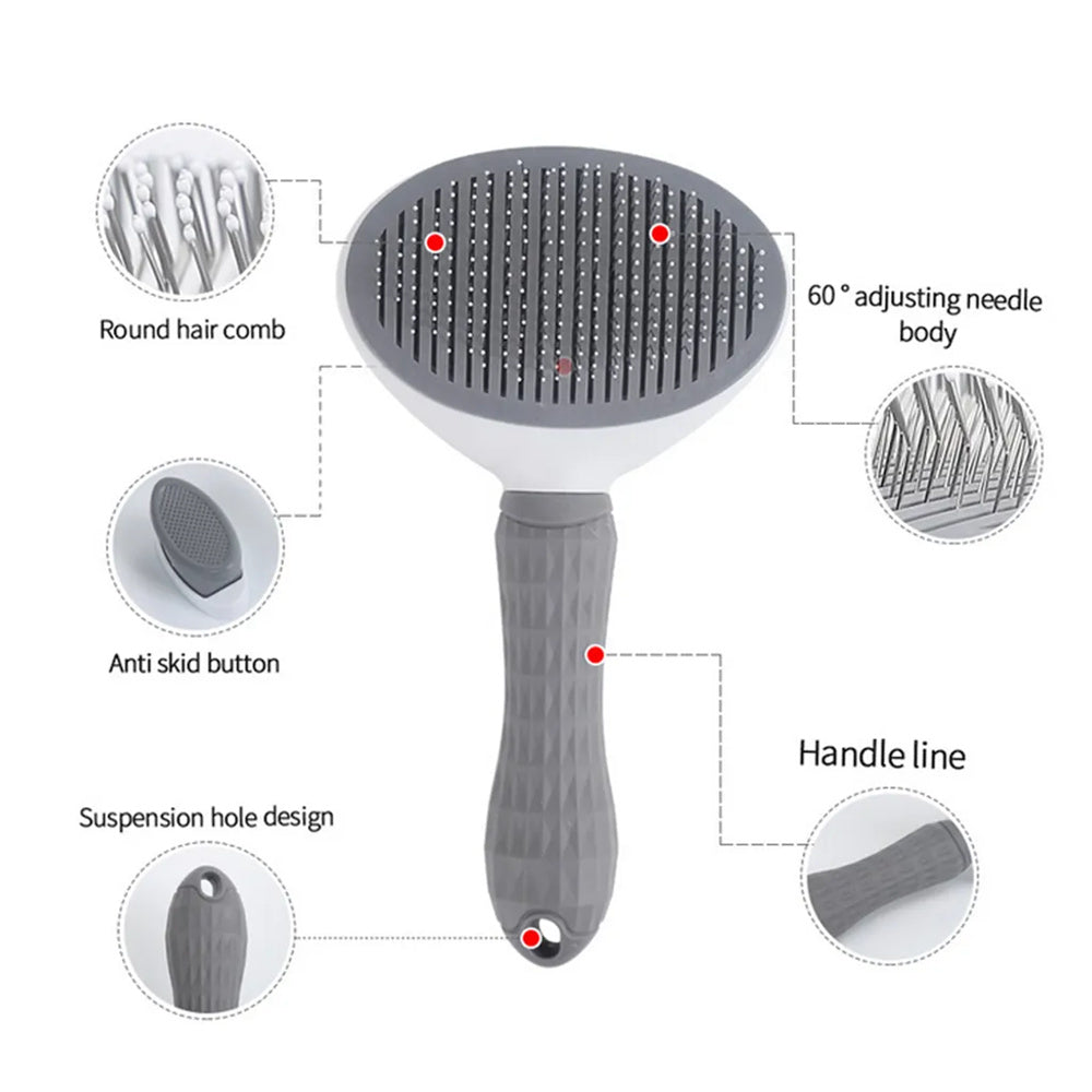 Cat Dog Brush 3-in-1 Set Combs in Short and Long Hair Fur Comb Detangler Undercoat Brush Undercoat Dog Brush Gray