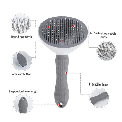 Cat Dog Brush 3-in-1 Set Combs in Short and Long Hair Fur Comb Detangler Undercoat Brush Undercoat Dog Brush Gray