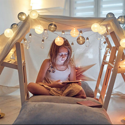 Ciskotu Baumwollkugeln Lichterkette, 20 LED USB Dimmbar Cotton Ball Lichterkette mit Fernbedienung und Timer, LED Kugeln Lichterkette Innen für Kinderzimmer Weihnachten Hochzeit Party (Grau)