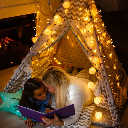 Ciskotu Baumwollkugeln Lichterkette, 20 LED USB Dimmbar Cotton Ball Lichterkette mit Fernbedienung und Timer, LED Kugeln Lichterkette Innen für Kinderzimmer Weihnachten Hochzeit Party (Weiß)