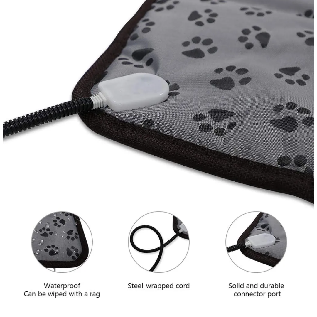 Pet Heated Blanket for Cats and Dogs, Pet Heated Blanket with Adjustable Temperature Controls, Waterproof Heating Mat with Anti-Break Bite Tube and Replaceable Felt Cover