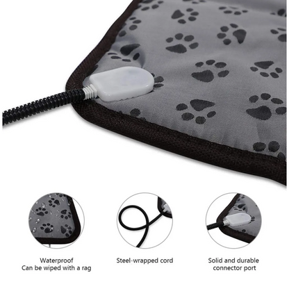 Pet Heated Blanket for Cats and Dogs, Pet Heated Blanket with Adjustable Temperature Controls, Waterproof Heating Mat with Anti-Break Bite Tube and Replaceable Felt Cover