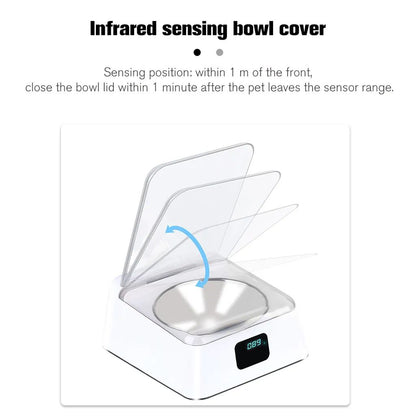 Intelligent Automatic Feeder, Stainless Steel Infrared Sensor Automatic Induction Bowl for Pets 350ml USB Charging Sensor Feeder Suitable