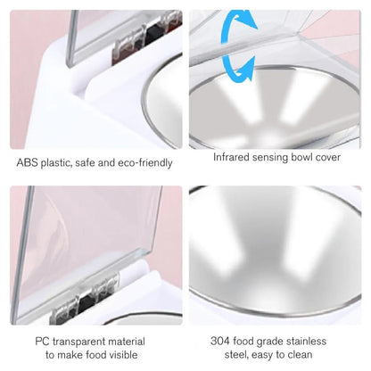 Intelligent Automatic Feeder, Stainless Steel Infrared Sensor Automatic Induction Bowl for Pets 350ml USB Charging Sensor Feeder Suitable