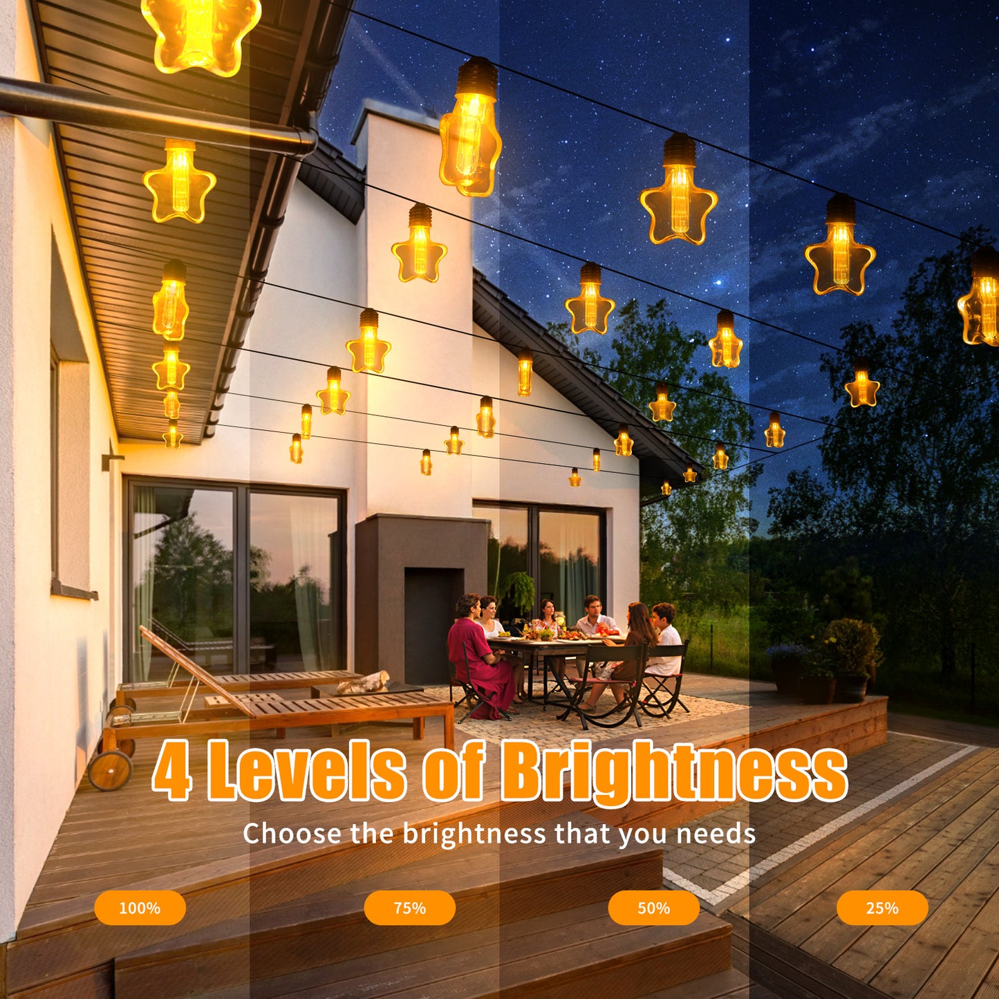 Ciskotu Solar Lichterkette Aussen, 8.0M 15 Glühbirnen 8 Modi LED Stern Hanfseil Lichterkette Außen Wetterfest Gartenleuchte, Vintage Outdoor Hanfseil Lichterkette für Garten, Balkon,Terrasse