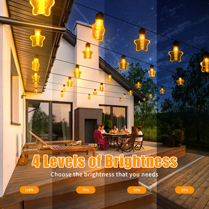 Ciskotu Solar Lichterkette Aussen, 8.0M 15 Glühbirnen 8 Modi LED Stern Hanfseil Lichterkette Außen Wetterfest Gartenleuchte, Vintage Outdoor Hanfseil Lichterkette für Garten, Balkon,Terrasse