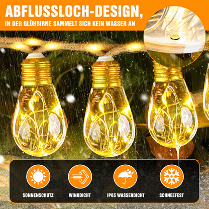 Ciskotu Solar Lichterkette Aussen, 8.0M 16 Glühbirnen 8 Modi (160+60) LED Hanfseil Lichterkette Außen Wetterfest Gartenleuchte, Vintage Outdoor Hanfseil Lichterkette für Garten, Balkon,Terrasse