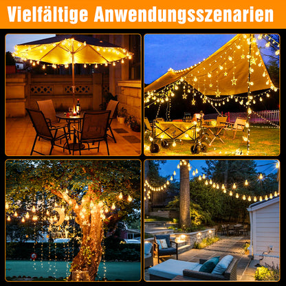 Ciskotu Solar Lichterkette Aussen, 8.0M 16 Glühbirnen 8 Modi (160+60) LED Hanfseil Lichterkette Außen Wetterfest Gartenleuchte, Vintage Outdoor Hanfseil Lichterkette für Garten, Balkon,Terrasse
