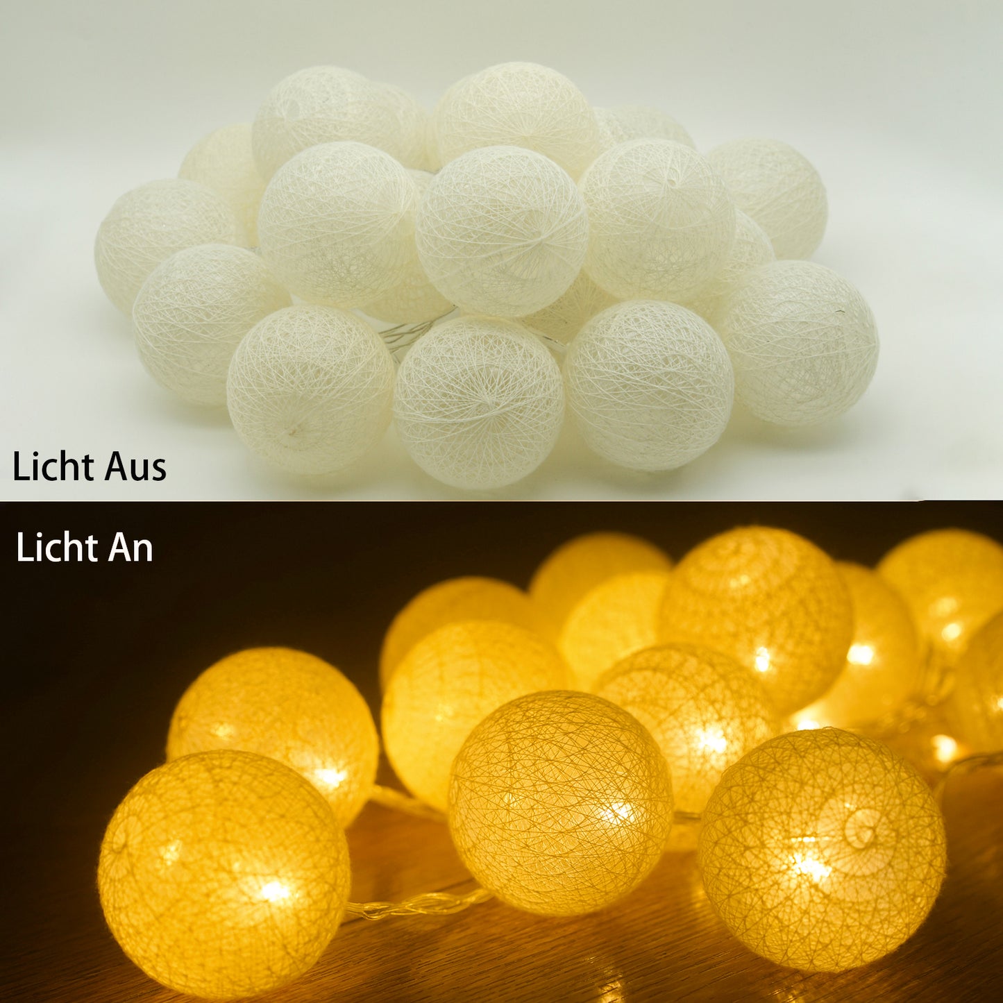 Ciskotu Baumwollkugeln Lichterkette, 20 LED USB Dimmbar Cotton Ball Lichterkette mit Fernbedienung und Timer, LED Kugeln Lichterkette Innen für Kinderzimmer Weihnachten Hochzeit Party (Weiß)