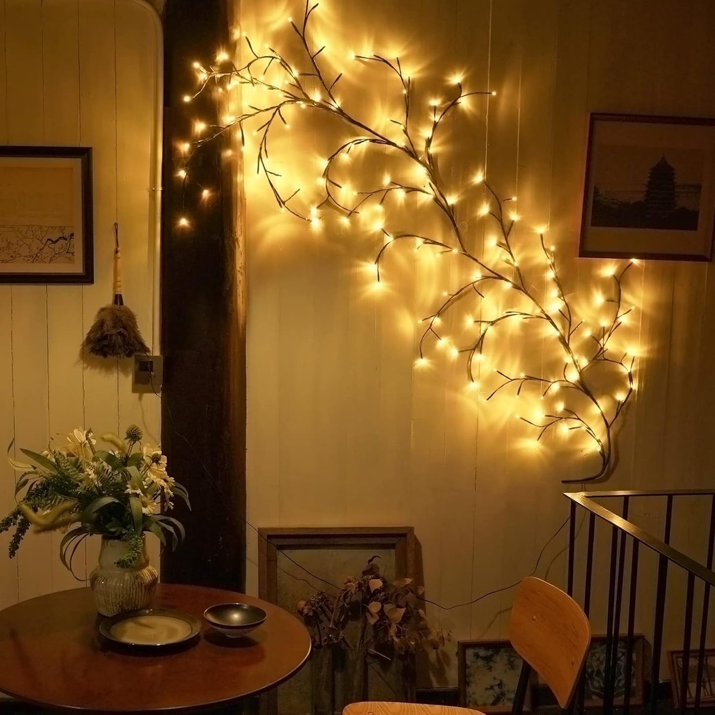 Ciskotu Lichterkette Willow Vine mit Stecker, 144 LEDs Weidenrebe Baum Lichterketten für zimmer, LED Baum Wanddeko Wohnzimmer, Künstliche Lichterzweige Schlafzimmer Deko