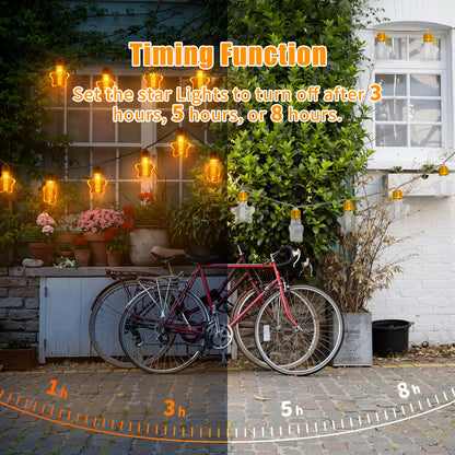 Ciskotu Solar Lichterkette Aussen, 8.0M 15 Glühbirnen 8 Modi LED Stern Hanfseil Lichterkette Außen Wetterfest Gartenleuchte, Vintage Outdoor Hanfseil Lichterkette für Garten, Balkon,Terrasse