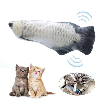 Cat Toy Fish, Catnip Electric Doll Fish, Simulation Electric Toy Fish with USB Charge, Interactive Toy for Pets (Silver Arowana)