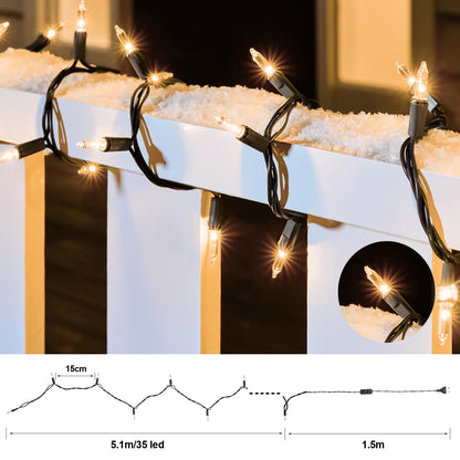 Ciskotu Lichterkette Weihnachtsbaum Warmweiß, 6.6M 35Lichter Lichterkette Tannenbaum Innen IP44 Wasserdicht mit Stecker, Geeignet für Weihnachtsdekoration, Weihnachtsbaumbeleuchtung, Raumdekoration