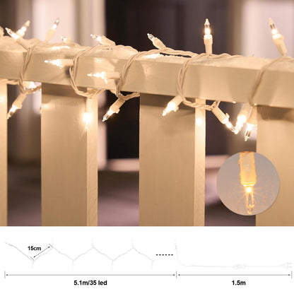 Ciskotu Lichterkette Weihnachtsbaum Warmweiß, 6.6M 35Lichter Lichterkette Tannenbaum Innen IP44 Wasserdicht mit Stecker, Geeignet für Weihnachtsdekoration, Weihnachtsbaumbeleuchtung, Raumdekoration