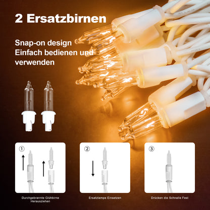 Ciskotu Lichterkette Weihnachtsbaum Warmweiß, 8.85M 50Lichter Lichterkette Tannenbaum Innen IP44 Wasserdicht mit Stecker, Geeignet für Weihnachtsdekoration, Weihnachtsbaumbeleuchtung, Raumdekoration