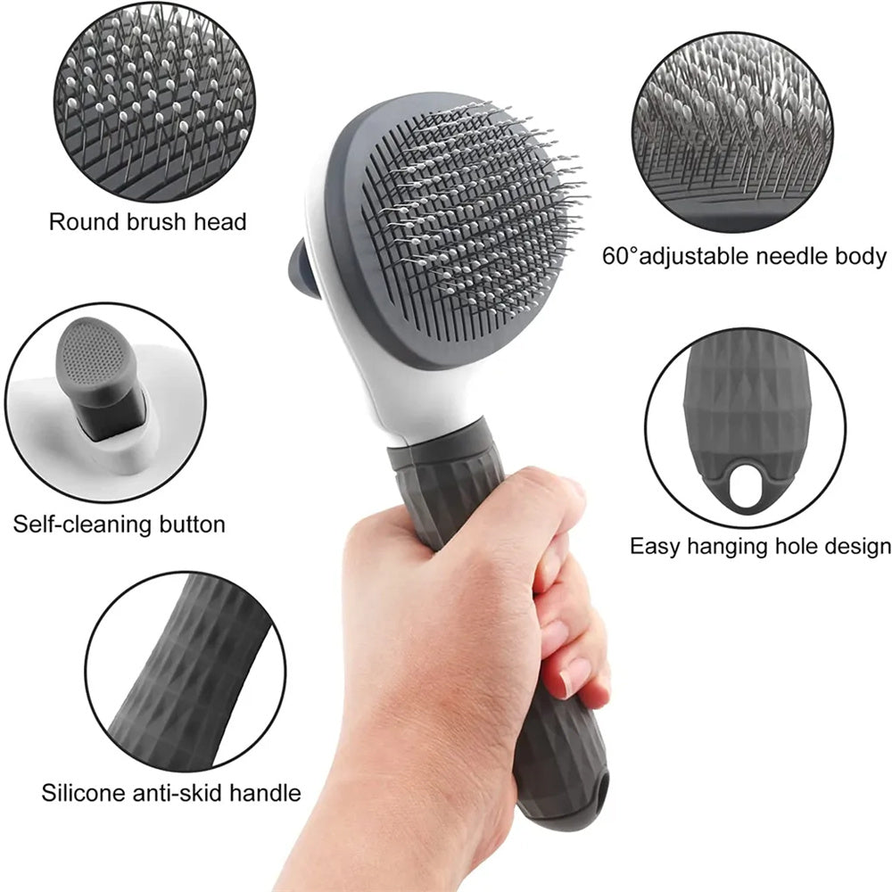 Cat Dog Brush 3-in-1 Set Combs in Short and Long Hair Fur Comb Detangler Undercoat Brush Undercoat Dog Brush Gray