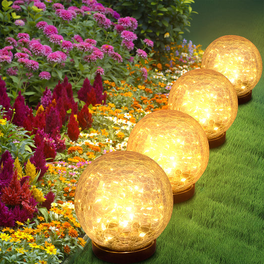 4 Stück Solarleuchten für Außen, 120 LED Solarlampen für Aussen Garten, Bodenleuchten IP44 Wasserdicht Solar Gartenleuchten für Gartendeko, Balkon, Terrasse, Rasen, Wege (Warmweiß)