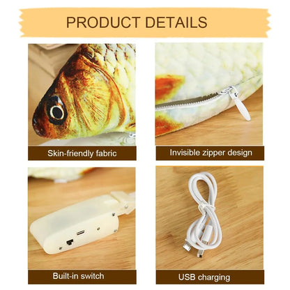 Cat Toy Fish, Catnip Electric Doll Fish, Simulation Electric Toy Fish with USB Charge, Interactive Toy for Pets (Silver Arowana)