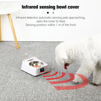 Intelligent Automatic Feeder, Stainless Steel Infrared Sensor Automatic Induction Bowl for Pets 350ml USB Charging Sensor Feeder Suitable