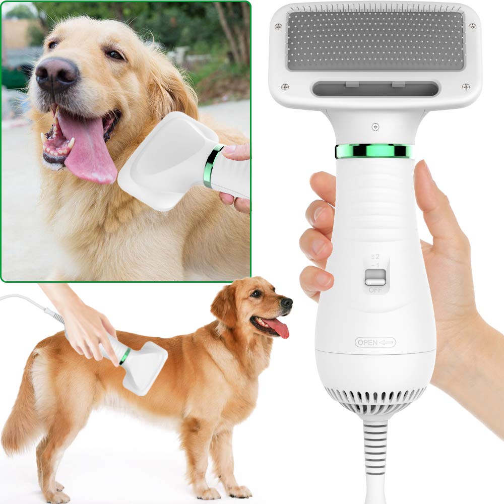 Pet hair dryer, 2 in 1 pet grooming hair dryer, home dog hair dryer with adjustable 2 temperature levels, for small and medium-sized dogs