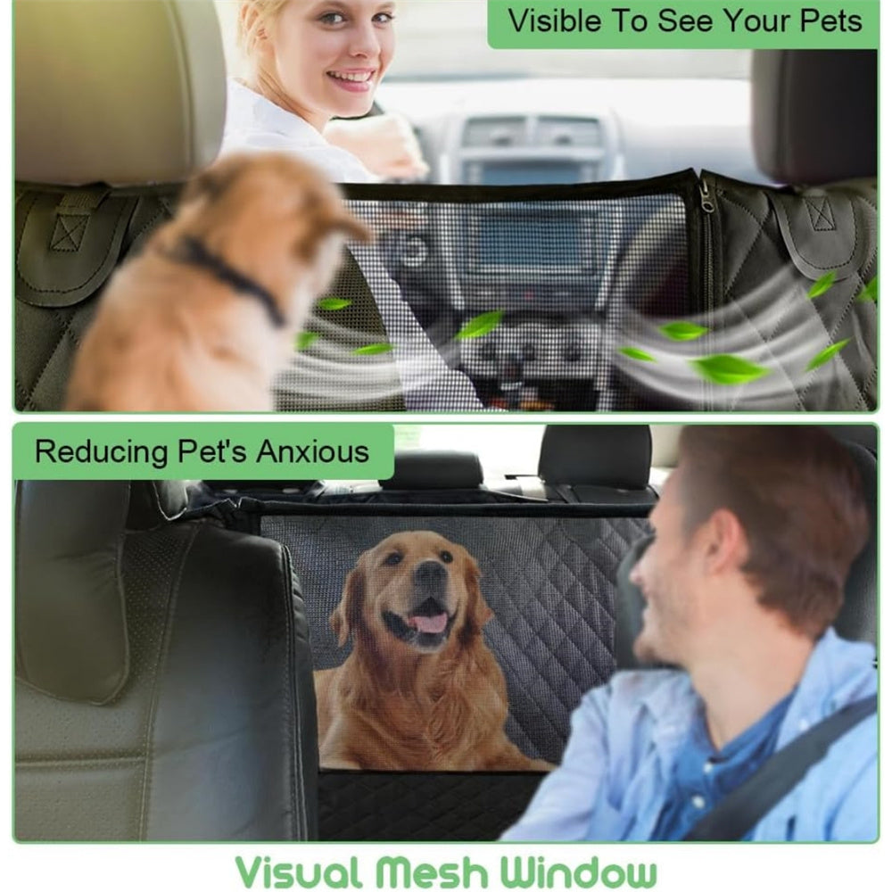 Animal blanket, dog seat cover for back seat, 100% waterproof, dog car seat covers with mesh window, scratch-resistant, non-slip, car hammock for dogs
