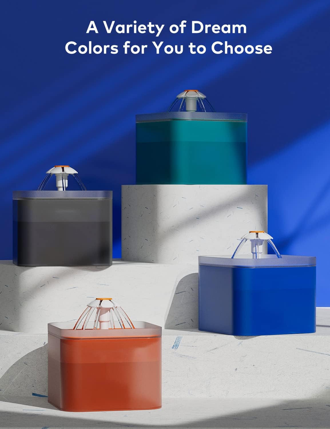 Cat Water Fountain, Ultra Quiet Cat Fountain 2L with LED Light, Activated Carbon Filter, Pet Water Fountain for Cats and Small Dogs