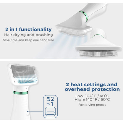 Pet hair dryer, 2 in 1 pet grooming hair dryer, home dog hair dryer with adjustable 2 temperature levels, for small and medium-sized dogs