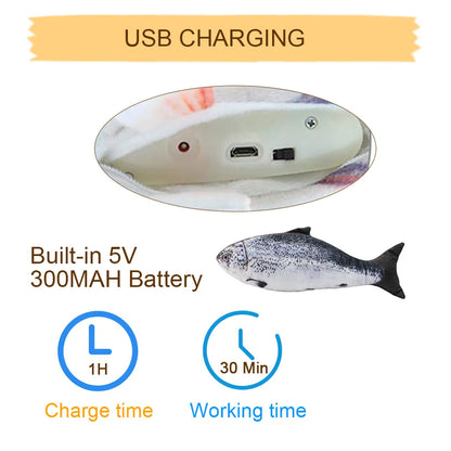 Cat Toy Fish, Catnip Electric Doll Fish, Simulation Electric Toy Fish with USB Charge, Interactive Toy for Pets (Silver Arowana)