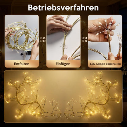 lichterkette willow vine mit Stecker, 384 LEDs Led Baum Blühender mit Fernbedienung|Timer, 8 Modi lichterkette wanddeko für zimmer schlafzimmer wohnzimmer aesthetic [Energieklasse C]