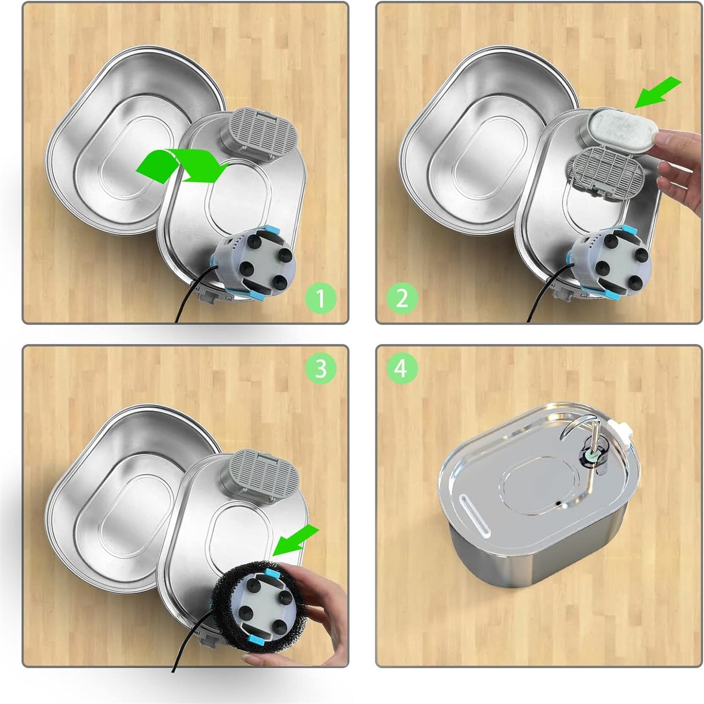 Replacement Filter for 3.2L Stainless Steel Cat Water Fountain Ultra Quiet Pet Fountain Pack of 8 (Carbon Filter + Foam Filter)