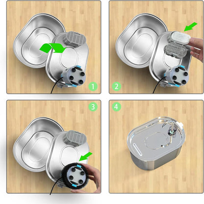 Replacement Filter for 3.2L Stainless Steel Cat Water Fountain Ultra Quiet Pet Fountain Pack of 8 (Carbon Filter + Foam Filter)