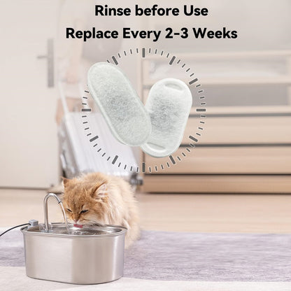 Replacement Filter for 3.2L Stainless Steel Cat Water Fountain Ultra Quiet Pet Fountain Pack of 8 (Carbon Filter + Foam Filter)