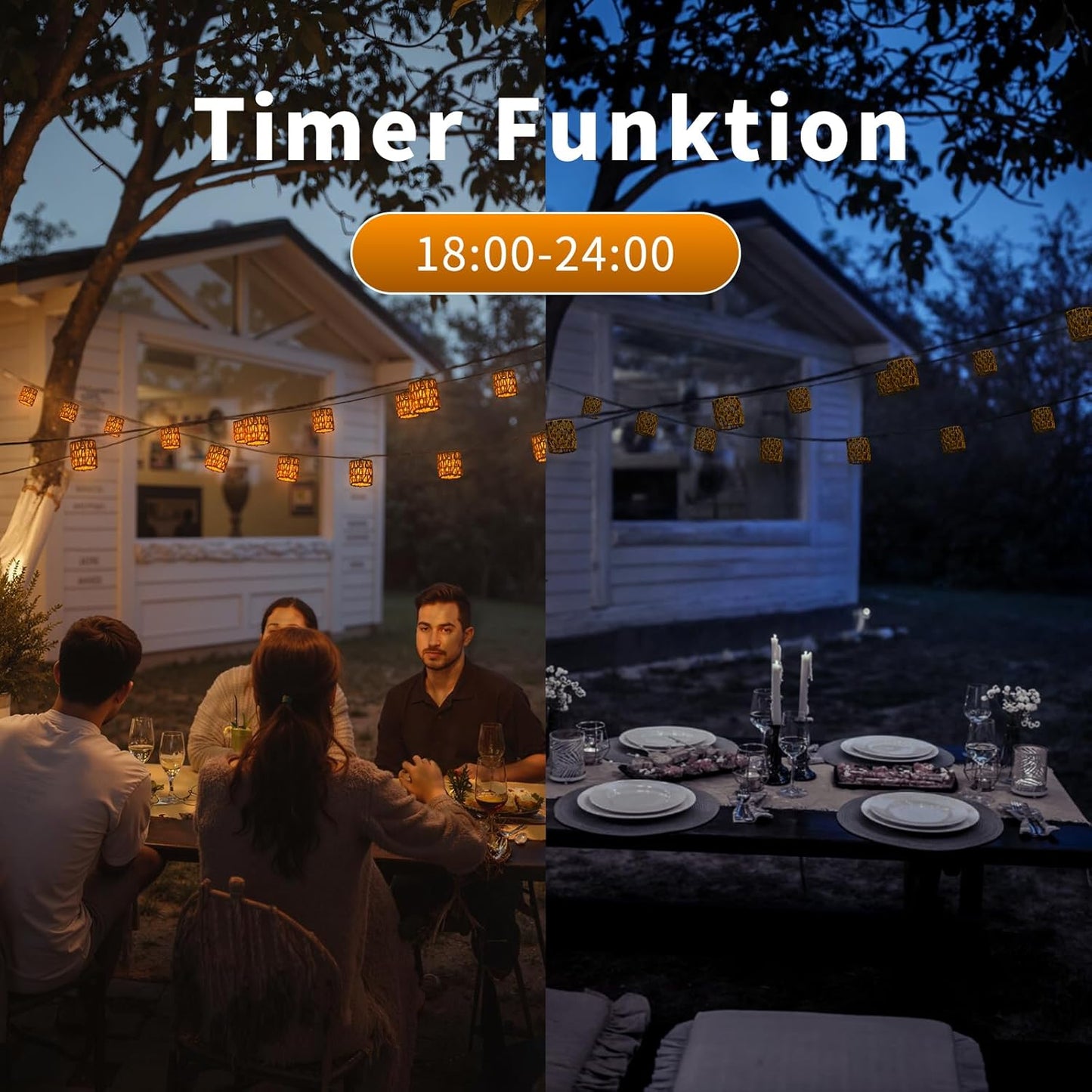 3M Solar Lichterkette Aussen, 10 LED Solar Lampions Außen Wetterfest Kugeln Lichterkette Außen Solar, 8 Modi Solar Lichterkette Outdoor Dimmbar Solarleuchten Für Außen Balkon Terrasse-Zylinder