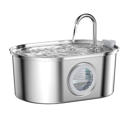 Cat Water Fountain with Water Level Window, 100oz/3.2L Water Fountain for Cats Inside, Stainless Steel Pet Water Fountain Dog Water Dispenser