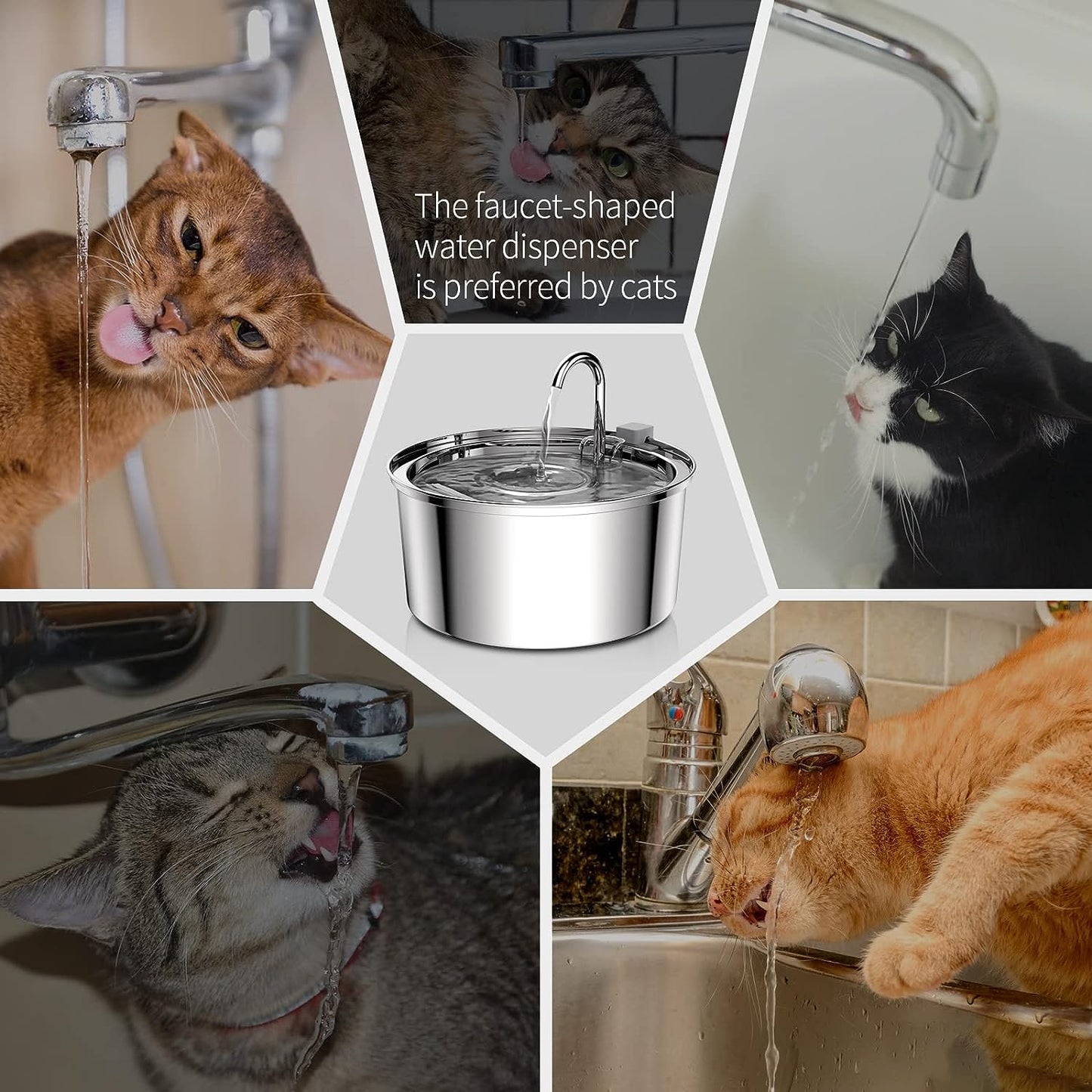 3.2L cat fountain,automatic drinking fountain for cats and dogs,ultra quiet water fountain for cats,dog water dispenser stainless steel for cats,dogs