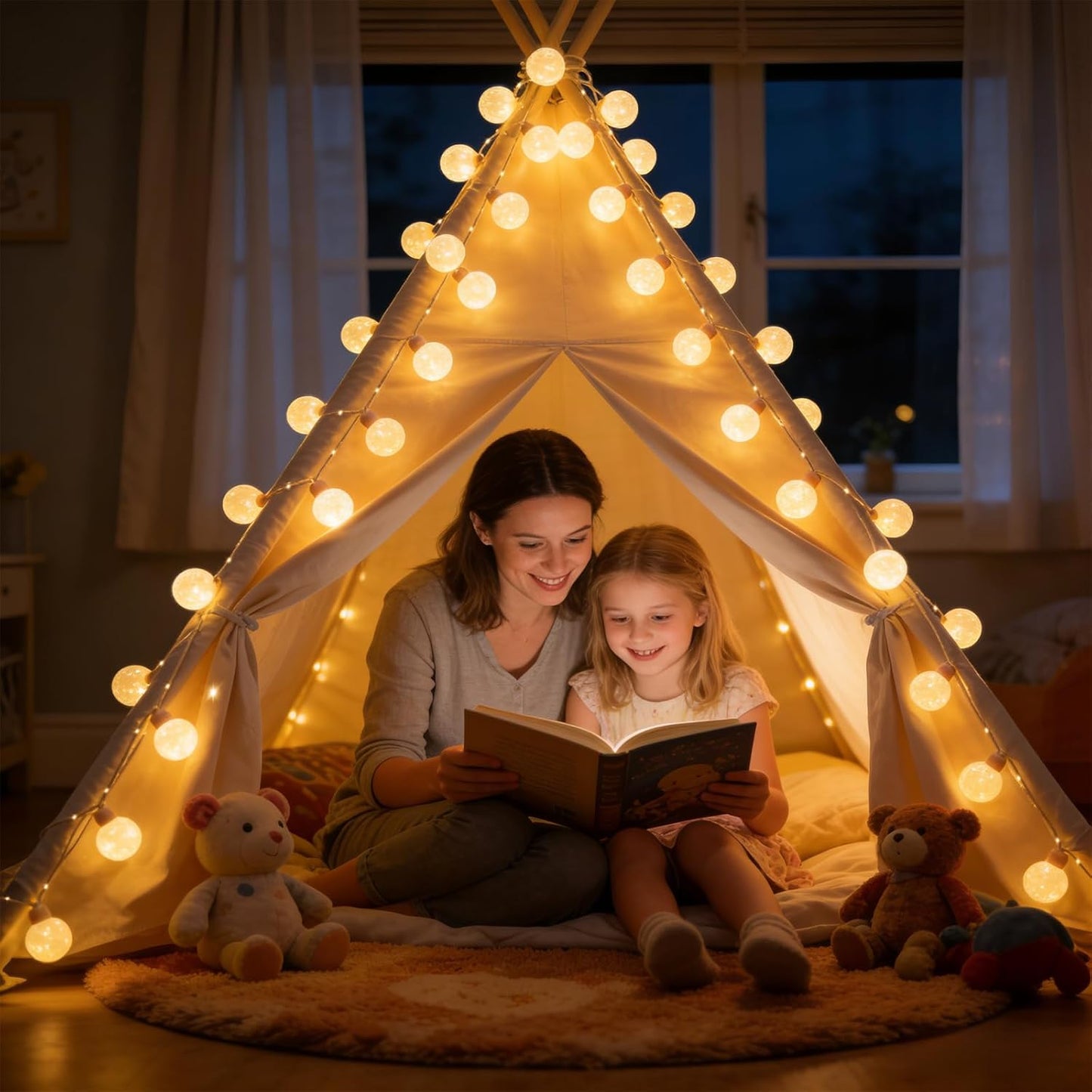 Lichterkette 8M mit Stecker & Fernbedienung, LED Baumwollkugeln [Leuchtendes Juteseil] IP44 Wasserfest, 16 LEDs 8 Modi Dimmbar, Deko für Kinderzimmer Weihnachten Zimmer - Weiß [Energieklasse C]