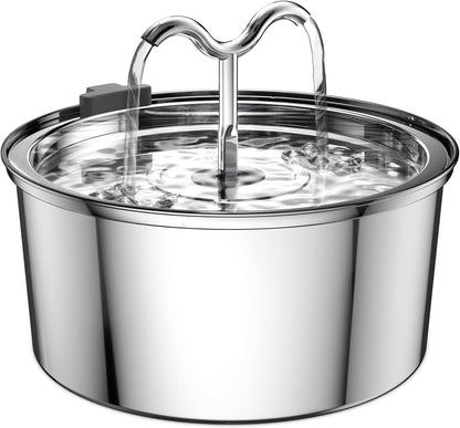 Cat water fountain, 3.2L stainless steel, pet water dispenser, automatic metal drinking fountain, water bowl, ultra-quiet pump