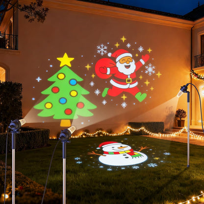 Projektor Weihnachten Aussen,Schneemann,Weihnachtsmann,Weihnachtsbaum Projektor,Wasserdicht Weihnachtsbeleuchtung außen für Garten Fenster Wand Hof Party Weihnachtsdeko