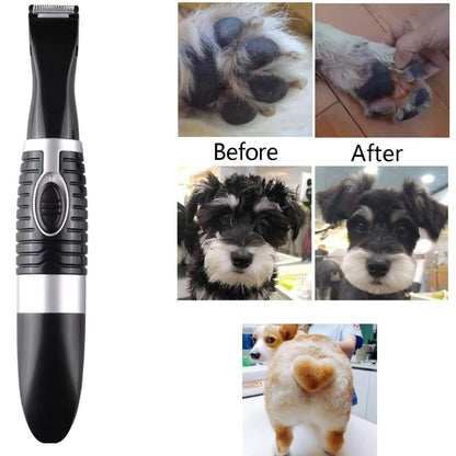 Dog clipper, cordless low noise electric pet trimmer, dog grooming hair clipper for trimming hair around paws, torso