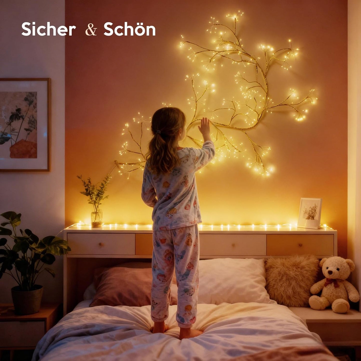lichterkette willow vine mit Stecker, 384 LEDs Led Baum Blühender mit Fernbedienung|Timer, 8 Modi lichterkette wanddeko für zimmer schlafzimmer wohnzimmer aesthetic [Energieklasse C]
