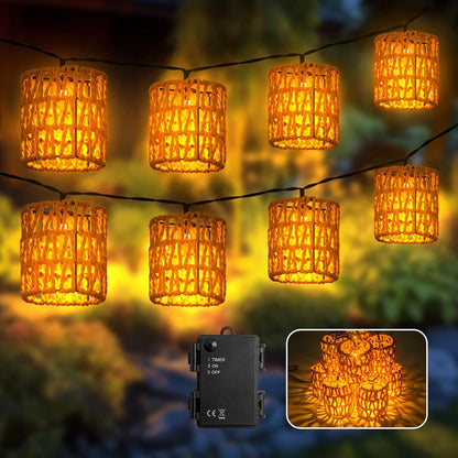 3M Solar Lichterkette Aussen, 10 LED Solar Lampions Außen Wetterfest Kugeln Lichterkette Außen Solar, 8 Modi Solar Lichterkette Outdoor Dimmbar Solarleuchten Für Außen Balkon Terrasse-Zylinder
