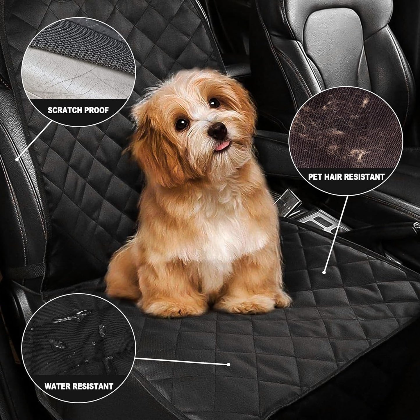 Dog Pet Car Seat Cover, Waterproof Front Seat Covers for Dogs, Car Seat Protector for Dogs with Side Flaps, Fits Most Cars, SUVs