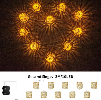 3M Solar Lichterkette Aussen, 10 LED Solar Lampions Außen Wetterfest Kugeln Lichterkette Außen Solar, 8 Modi Solar Lichterkette Outdoor Dimmbar Solarleuchten Für Außen Balkon Terrasse-Zylinder