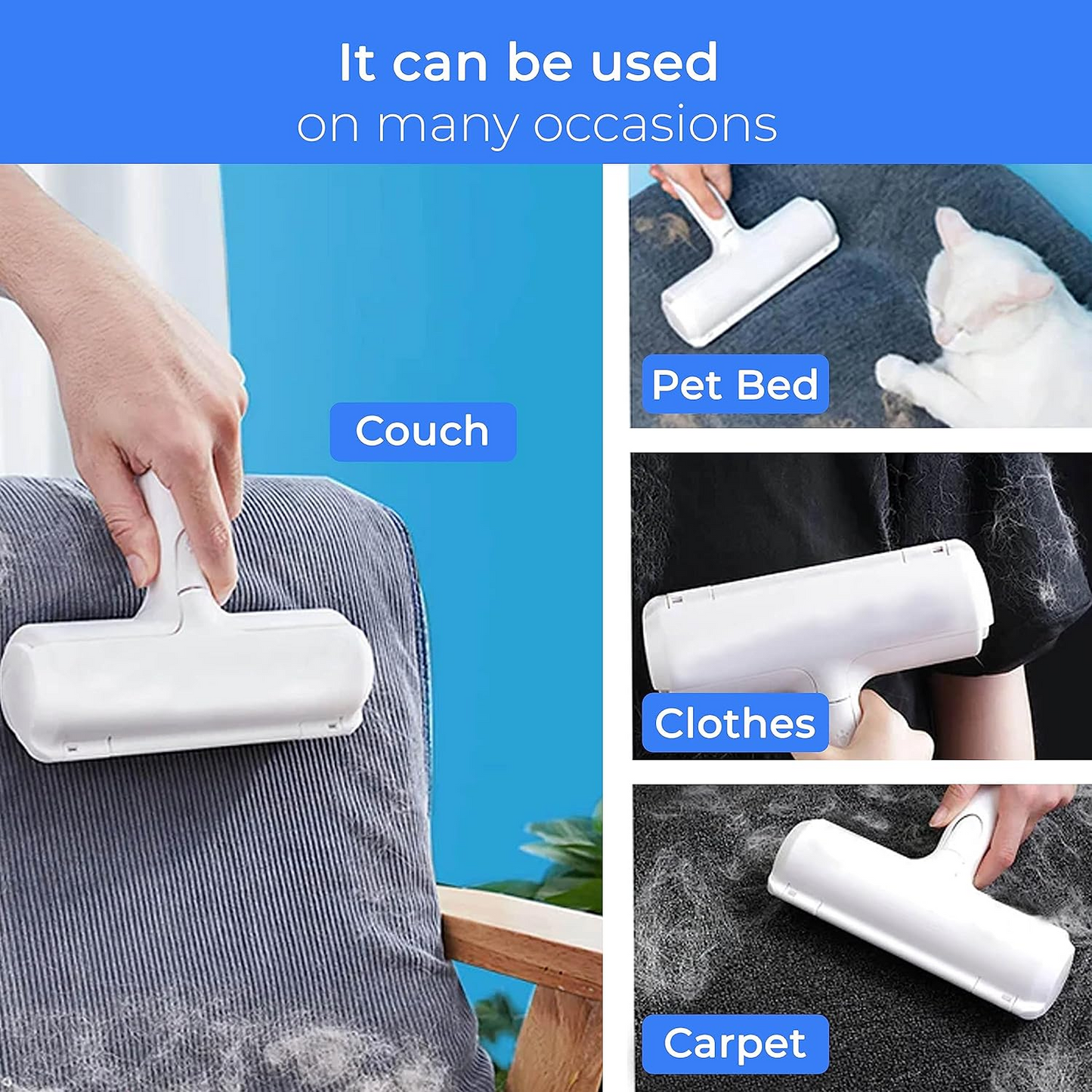 Pet hair remover, lint roller, lint brush, reusable