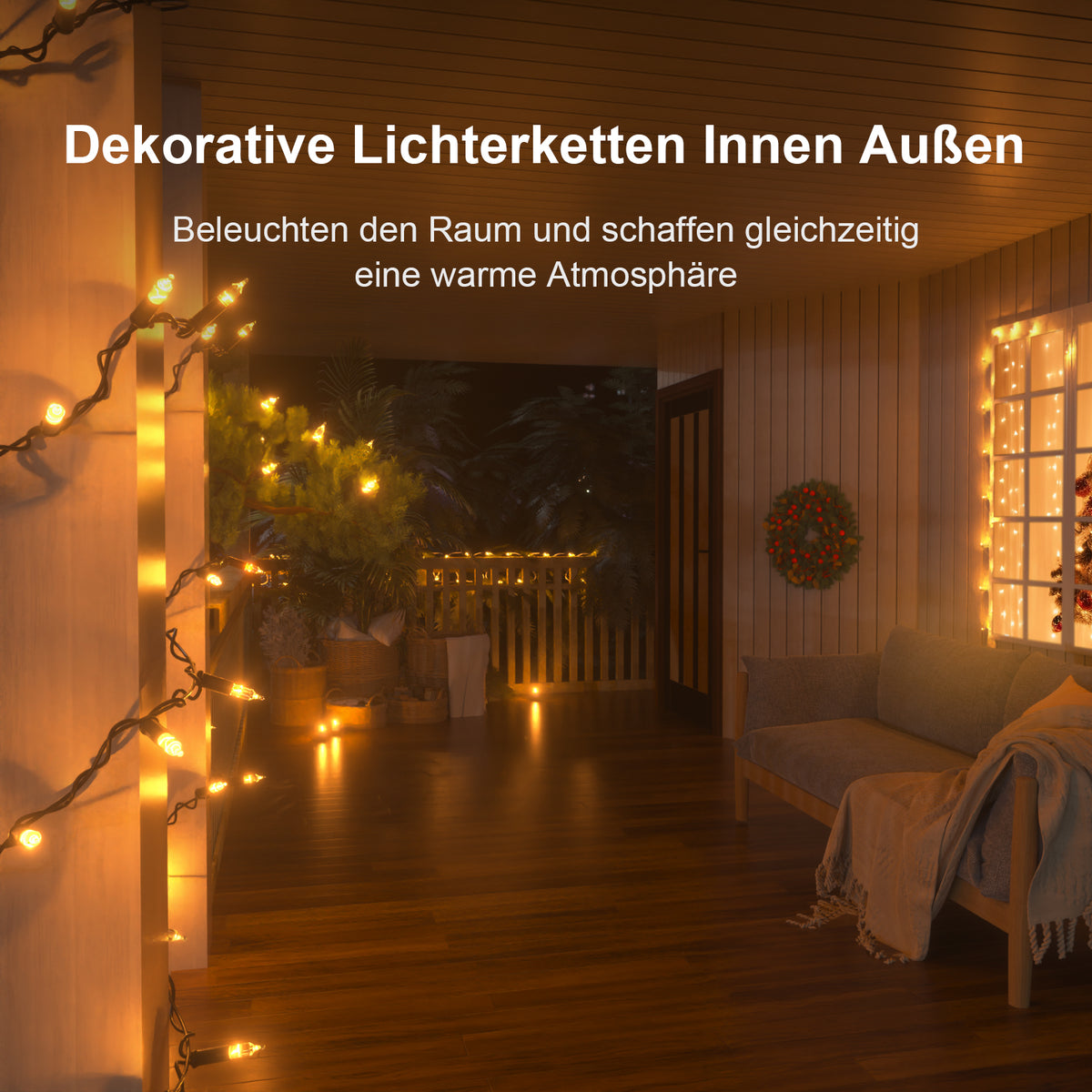 Ciskotu Lichterkette Weihnachtsbaum Warmweiß, 4.35M 20Lichter Lichterk