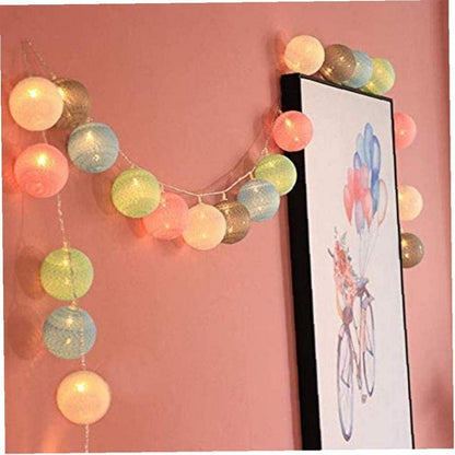 LED Lichterkette Baumwollkugeln mit Stecker, 3,8m 20er Cotton Ball Lichterketten Kugeln Nachtlicht für Weihnachten, Hochzeit, Party, Zimmer, Wohnheim, Innen Deko