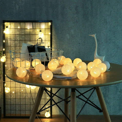 Ciskotu LED Lichterkette Baumwollkugeln Batteriebetrieben, 3,3m 20er Cotton Ball Lichterketten Kugeln Nachtlicht für Weihnachten, Hochzeit, Party, Zimmer, Wohnheim, Innen Deko